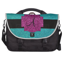 Scintillement de turquoise de monogramme sacs pour ordinateurs portables