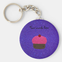 Scintillement pourpre de petit gâteau rose de scin porte-clef