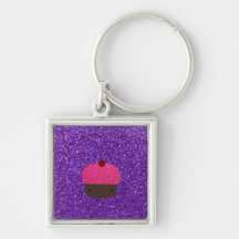 Scintillement pourpre de petit gâteau rose mignon  porte-clefs