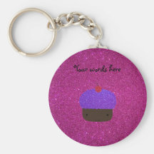Scintillement pourpre mignon de rose de petit gâte porte-clé