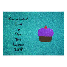 Scintillement pourpre mignon de turquoise de petit cartons d'invitation personnalisés
