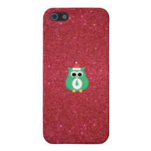 Scintillement rouge de hibou vert de père Noël Étui iPhone 5