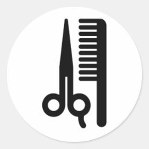 Scissors and Comb Round Stickers