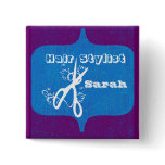 Scissors Swirls  Fashion Stylist Salons Name Tag
