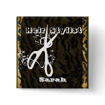 Scissors Swirls Hairstylist Salons Artist Name Tag