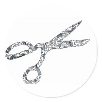 Scissors with Haircuts Stickers