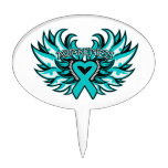 Scleroderma Awareness Heart Wings Cake Pick