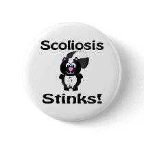 Scoliosis Stinks Skunk Awareness Design Pin