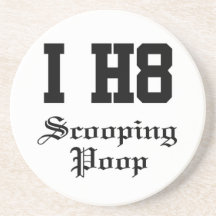 scooping poop beverage coaster