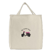 Scooter Design 2 :: Black & Pink Customizable Embroidered Tote Bag