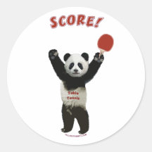 Score Panda Ping Pong Round Sticker