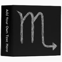 Scorpio. Zodiac Astrology Sign. Black. 3 Ring Binders