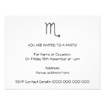 Scorpio. Zodiac Astrology Sign. Black. Custom Invites