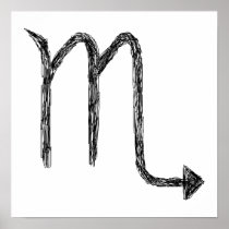 Scorpio. Zodiac Astrology Sign. Black. Print