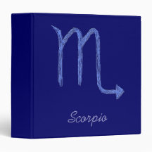 Scorpio. Zodiac Astrology Sign. Blue. 3 Ring Binders