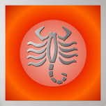 Scorpio Zodiac Star Sign In Light Silver Poster