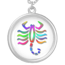Scorpio Zodiac Star Sign Rainbow Silver Necklace