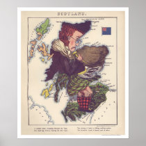 Scotland Caricature Map 1868 Posters