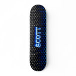 Scott skateboard blue fire and flames design