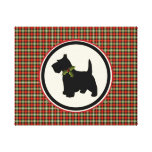 Scottie Dog Scotch Plaid Christmas Stretched Canvas Print