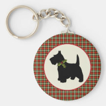 Scottie Dog Scotch Plaid Christmas Key Chain