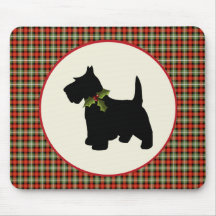 Scottie Dog Scotch Plaid Christmas Mouse Pads
