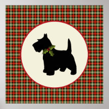 Scottie Dog Scotch Plaid Christmas Posters