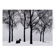 Scottie in Snowy Woods Greeting Card