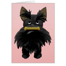Scottie with bone on nose greeting card