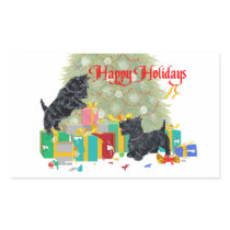 Scotties Sort the Christmas Gifts Rectangle Sticker