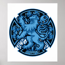 Scottish Blue Lion Cross Print