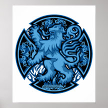 Scottish Blue Lion Cross Print