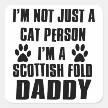 Scottish Fold Cat breed design Square Sticker