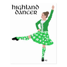 Scottish Highland Dancer Green Postcards