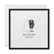 Scottish Kilt Bride & Groom Wedding Save the Date Custom Invitations