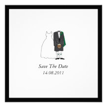 Scottish Kilt Bride & Groom Wedding Save the Date Custom Invitations