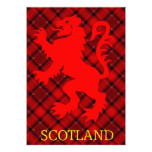Scottish Red Lion Rampant on Tartan Custom Invitations