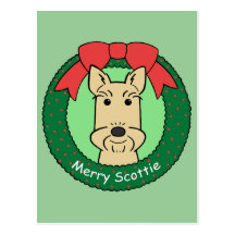 Scottish Terrier Christmas Postcard