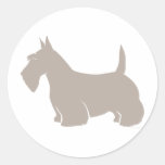 Scottish Terrier Classic Silhouette Round Stickers
