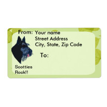 Scottish Terrier Green Leaves Design Custom Shipping Label