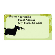 Scottish Terrier Green Leaves Design Custom Shipping Label