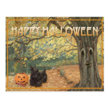 Scottish Terrier Halloween Postcard