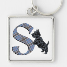 Scottish Terrier Monogram S Keychains