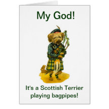 Scottish Terrier Playing Bagpipes Humour  Birthday Cards