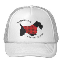 Scottish Terrier Red & Black Plaid Sweater Mesh Hat