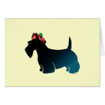 Scottish Terrier Red Plaid Hat Greeting Card