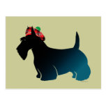 Scottish Terrier Red Plaid Hat Postcard