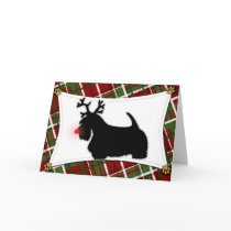 Scottish Terrier Reindeer Christmas Card