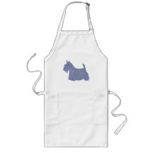 Scottish Terrier Silhouette in Denim Aprons