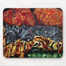 Scottish Terrier Trio on Sofa Mousepad